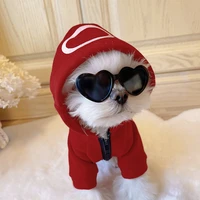 pet clotheing cat dog hood clothes plush warm zipper coat autumn winter corgi teddy bulldog