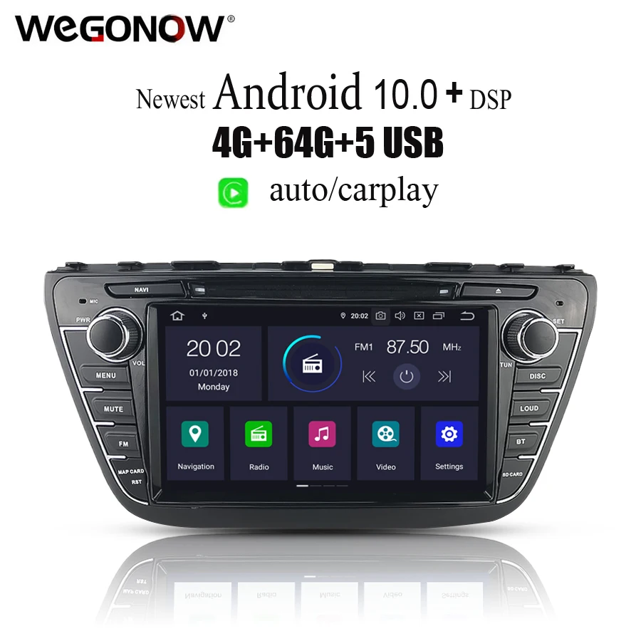 Автомобильный DVD плеер DSP PX6 IPS Android 10 4 Гб 64 GPS навигация карта Wifi радио Bluetooth 5 0 для