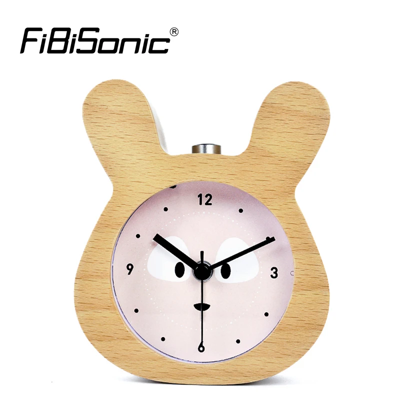 

Chinese Zodiac Modern Rabbit Snooze Alarm Clocks Sweep Movement Wooden Needle Desktop Table Alarm Clocks