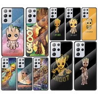 marvel groot art for samsung galaxy s21 ultra plus a72 a52 4g 5g m51 m31 m21 luxury tempered glass phone case cover