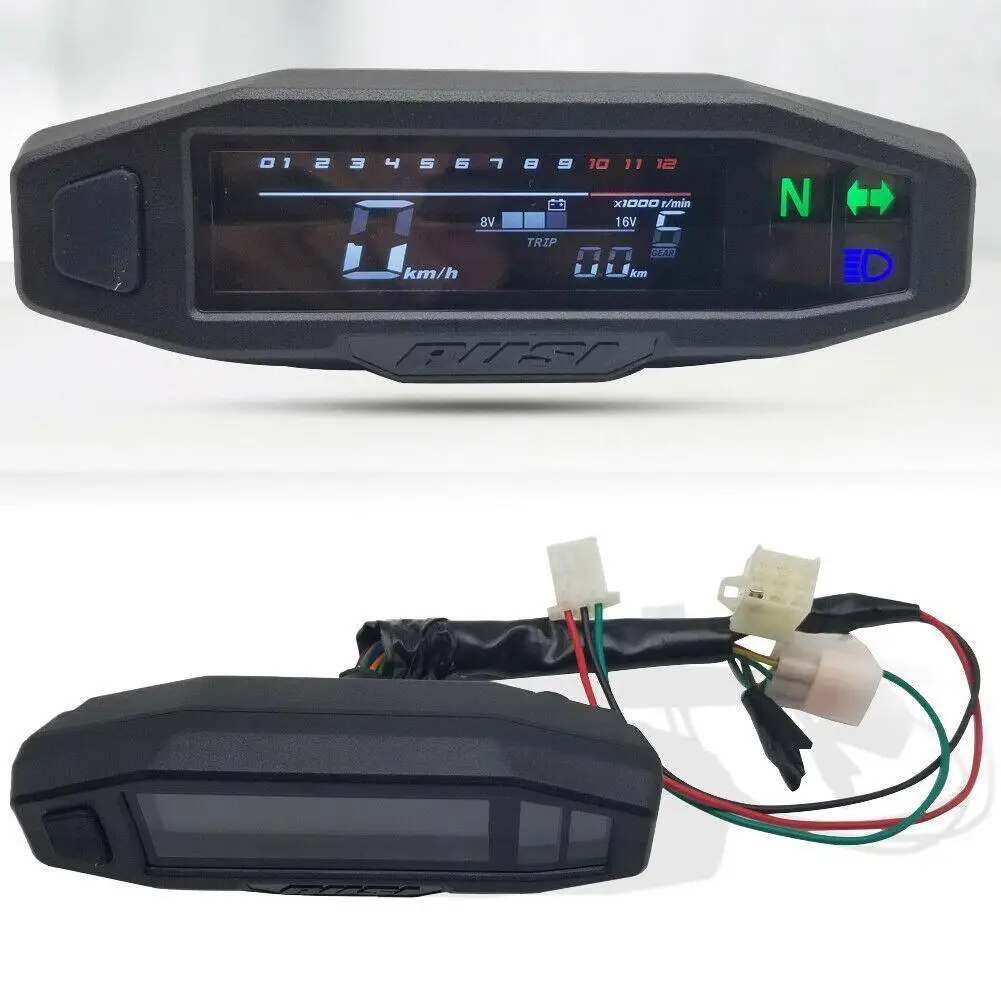 

Motorcycle LCD Digital Speedometer 1200RPM 5 Gear Fuel Level Switch Motorcycle Odometer Modified For 12V Motorbike Car Boat