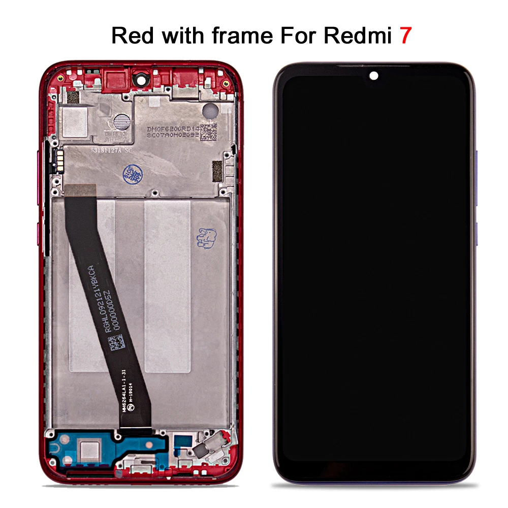 6,2" для Xiaomi Redmi 7 7A ЖК-дисплей кодирующий преобразователь сенсорного экрана в сборе для Redmi7 Redmi7A ЖК-дисплей Замена экрана - Цвет: 7black with RedFrame