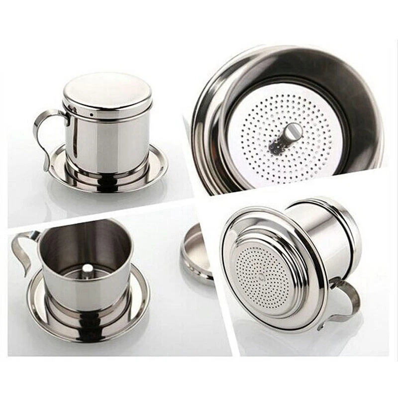 

Vietnamese Coffee Filter Phin Vietnam Coffee Dripper Press Mechanism Reusable Drip Pot Dripper Cup Portable Stainless Steel