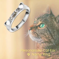 aiyanishi fashion animal cat ear customized name rings for women jewelry gift custom your name rings personalized engraved rings