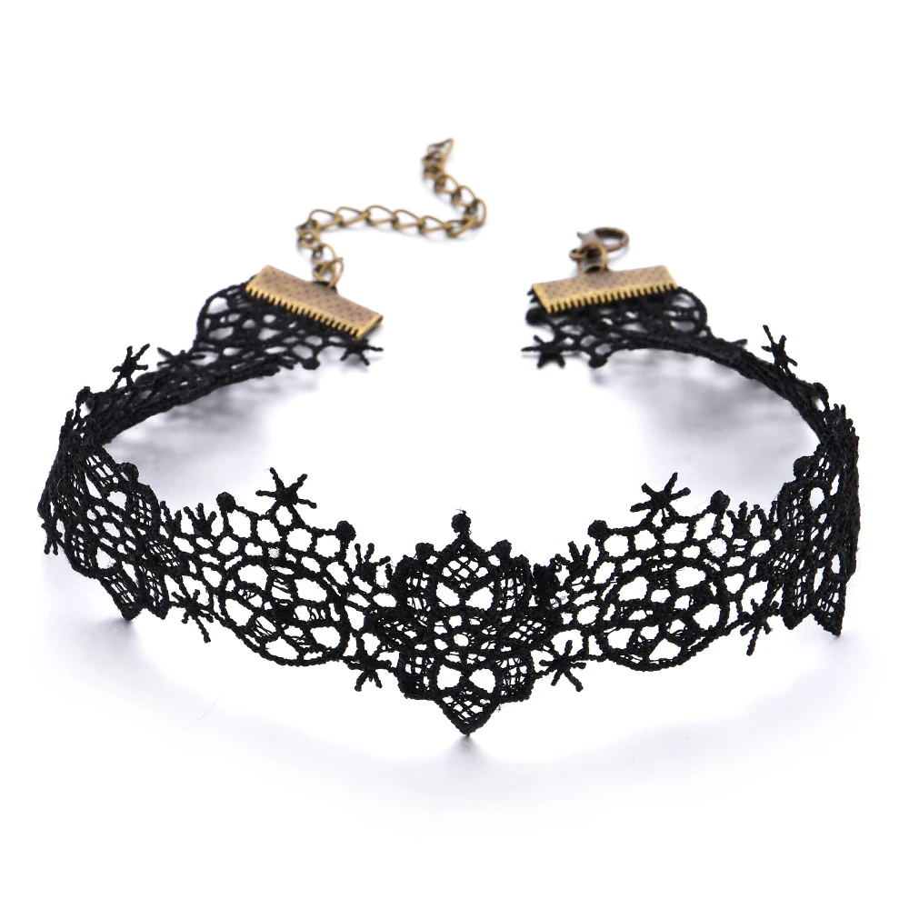 Women Crystal Tassel Multilayer Black Choker Necklace Lace Flower Pendant Jewelry | Украшения и аксессуары