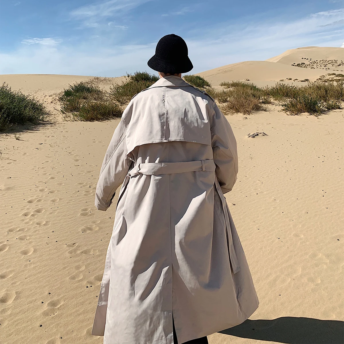 Тренчкот мужской в японском стиле модное Свободное пальто повседневная