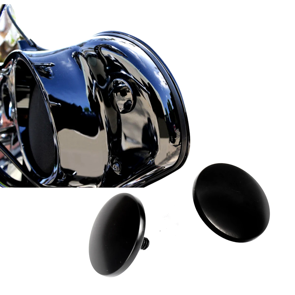 

Choppers Gloss Black Inner Fairing Mirror Plugs For Harley Street Glide FLHX Batwing 1996-2016