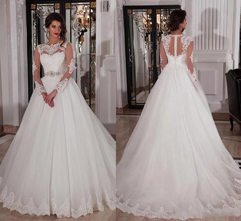 Недорогие свадебные платья с длинным рукавом цвета слоновой кости Дубаи