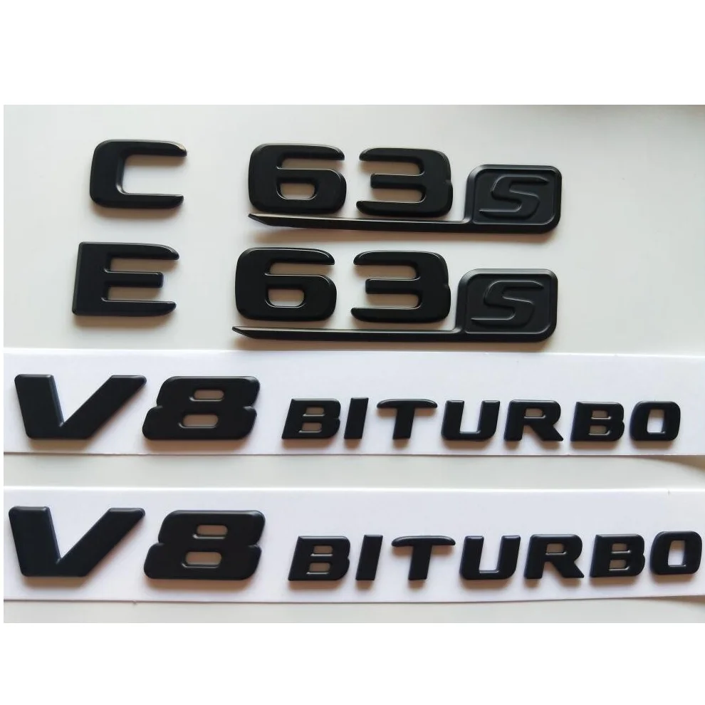 

Matt Matte Black Emblems Badges for Mercedes Benz W204 W205 W206 S205 C63s W212 W213 W238 E63s AMG Fender Symbols V8 BITURBO