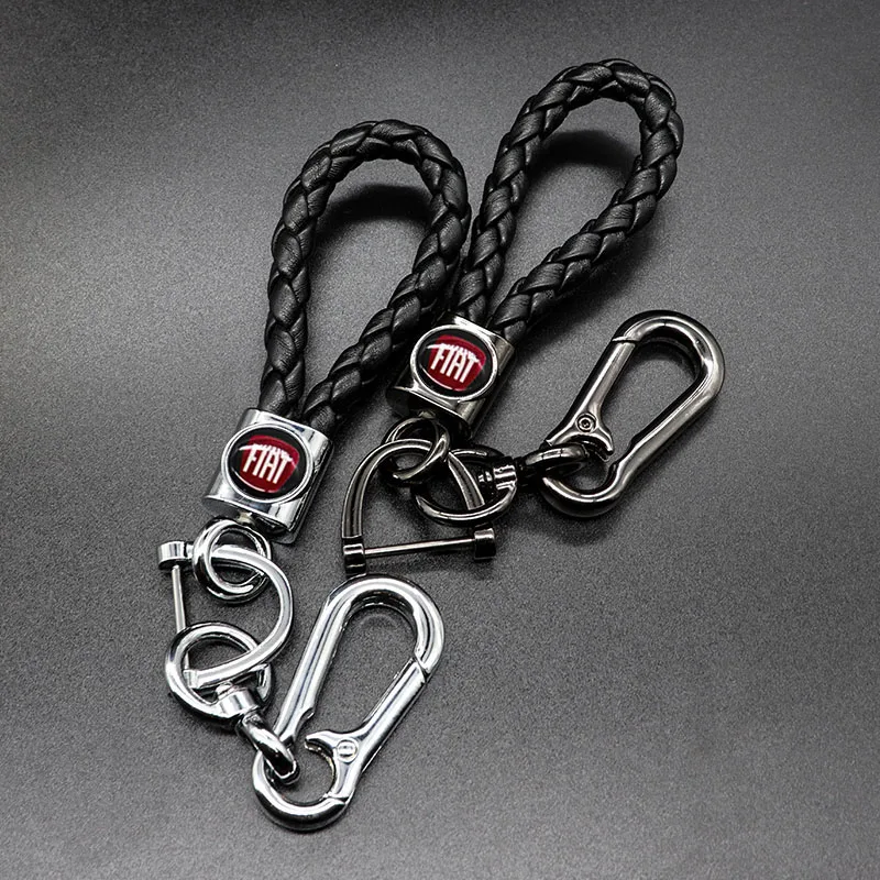 

Braided rope car keychain detachable metal 360 degree rotating horseshoe buckle men's keychain gift suitable for FIAT-logo