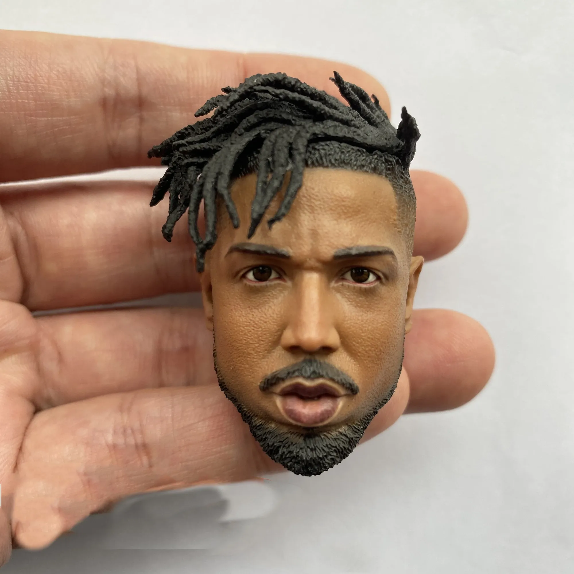 1/6 Black Panther Erik Killmonger Michael Bakari Jordan PVC Toy Fit 12'' Male Action Figure Body Soldier's Head Carving Model |