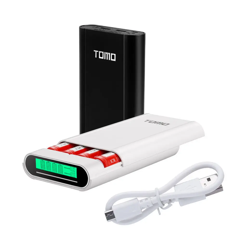 tomo m4 18650 lithium battery charger diy power bank case storage boxes lcd power display usb output portable for mobile phone free global shipping