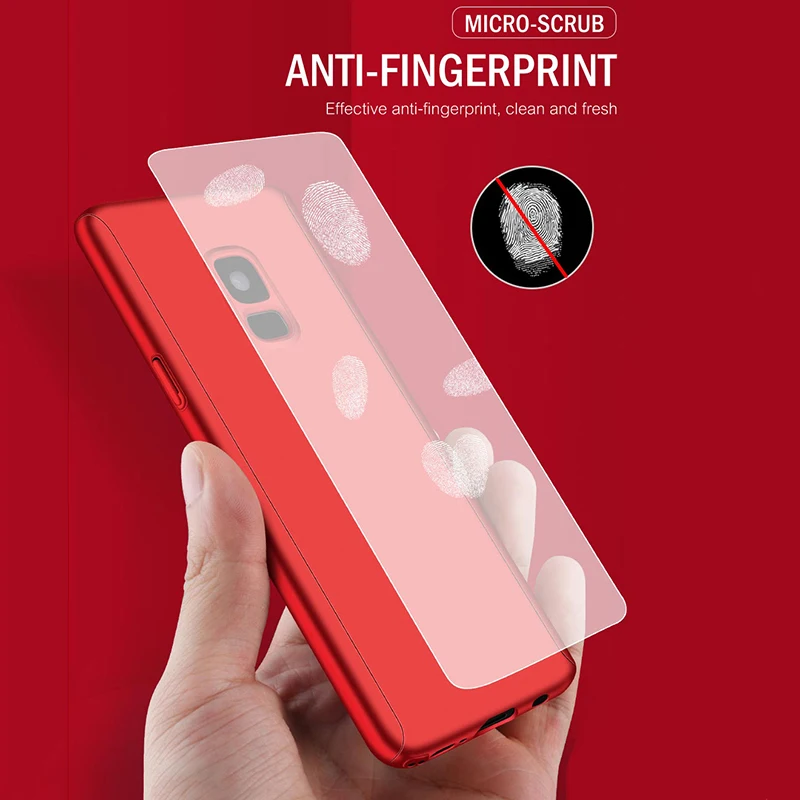 360 Degree Case for Samsung Galaxy A6 A7 A8 A9 Plus Hard PC Case with Glass for Samsung S5 S6 S7 Note 3 4 5 A3 A5