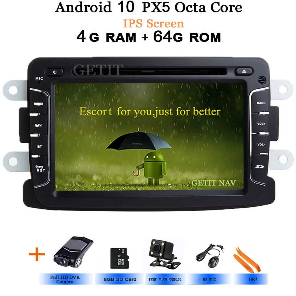 DSP чип ips автомобильный мультимедийный плеер Android 10 Automotivo 2 Din для Dacia/Sandero/Duster/Renault/Captur/Lada/Xray 2/Logan 2 GSP - Цвет: IPS 4G-Rear-dvr cam