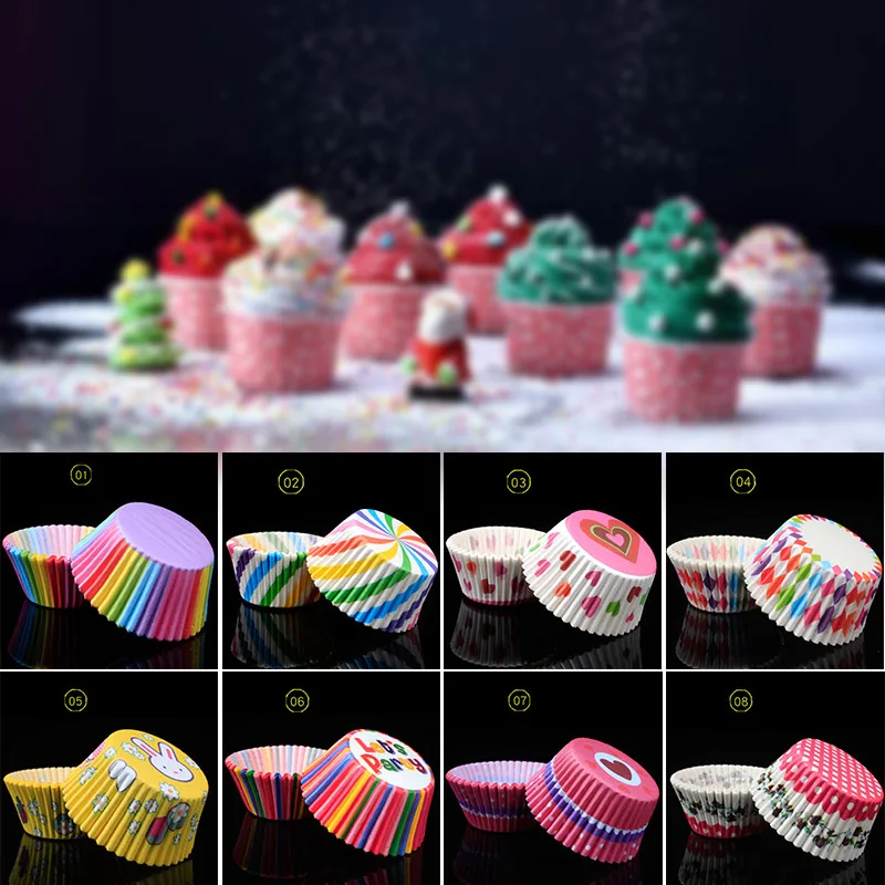 100 шт. Радужный бумажный чехол для торта кекса чашки выпечки дома вечерние