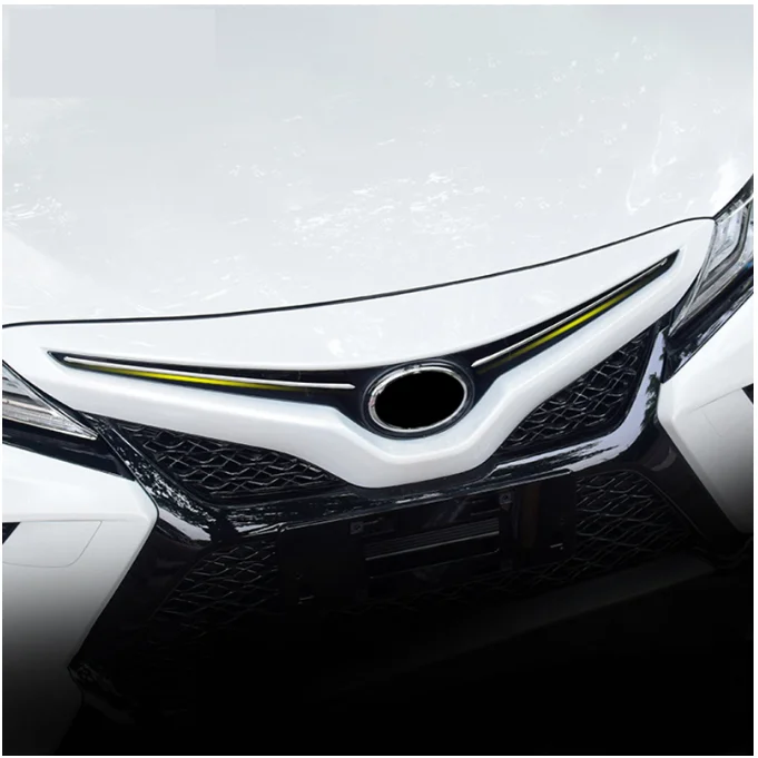 

Stainless Steel Car Front Grille Grill Logo Emblem Trim Strips Cover Stickers For Toyota Camry XV70 2018 2019 2020 Accessories