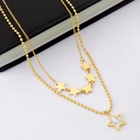 xiyanike 316l stainless steel gold color star moon necklaces for women double layer choker 2021 trend party fashion gift jewelry