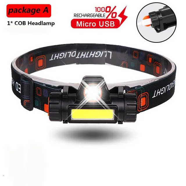 w 12000lm мощный головной светильник Xpe+ cob Usb Перезаряжаемый налобный фонарь встроенный аккумулятор головной светильник водонепроницаемый Головной фонарь для кемпинга Головной фонарь - Испускаемый цвет: w