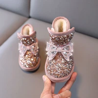 2021 new princess boots girls winter snow boots plus velvet warm and cold resistant baby boots kids snow boots furry shoes