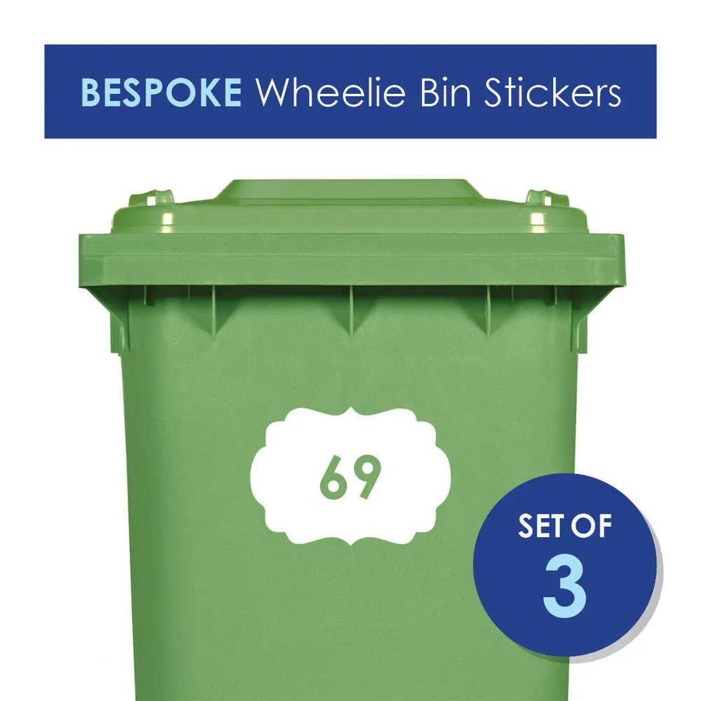 3 x Wheelie Bin Number Stickers Custom Dustbin House Graphic Adhesive Decal number stickers high quality | Обустройство дома