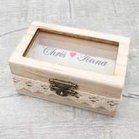 personalized gift rustic wedding ring bearer box wood wedding ring box custom your names and date
