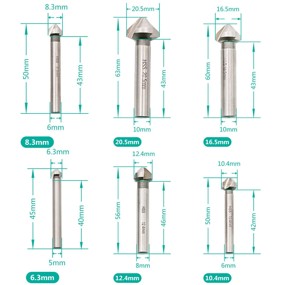 

Tapered Deburring Drill Bits Chamfering End Mill Cutte 3 Flute Round Shank 90 Degree HSS Countersink Tapered Drill Bit