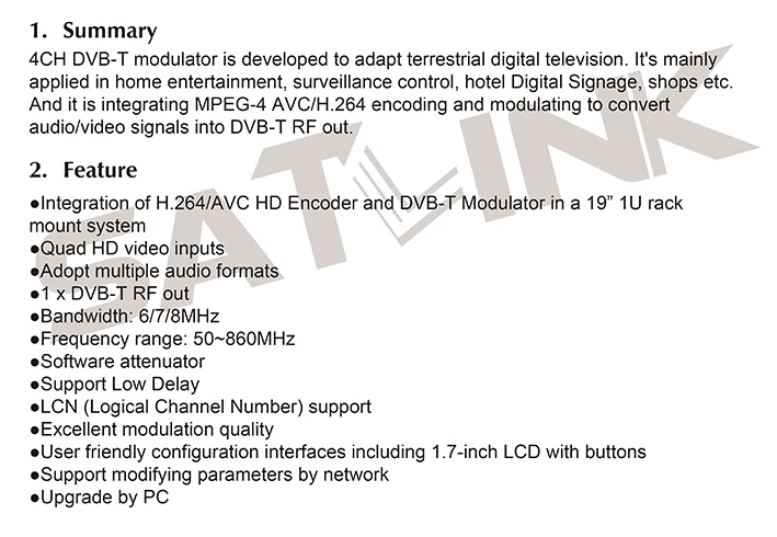 [Подлинный] Satlink Φ 4 канальный модулятор DVB T HD 1080P MPEG4 от 1 частоты до каналов лучше