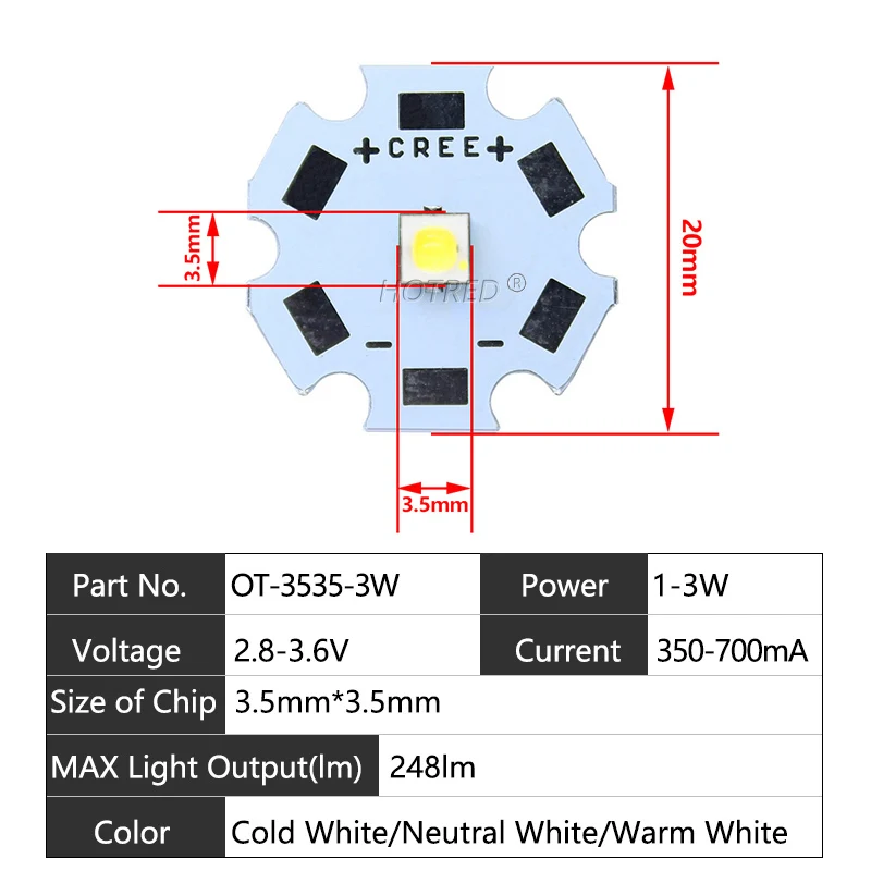 

HotRed 3535 3w xpe led светодиоды 10 шт.