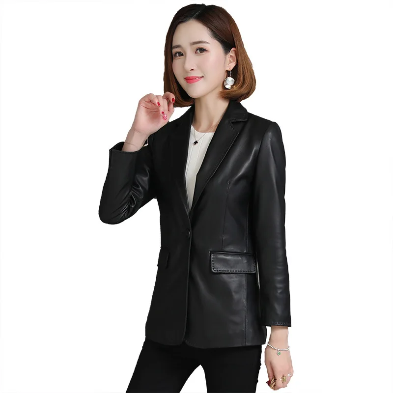 Classic Real Leather Jacket Sheepskin Blazer Coats Black Genuine Leather High Quality Red Fashion Slim Fit Jackets with Pockets