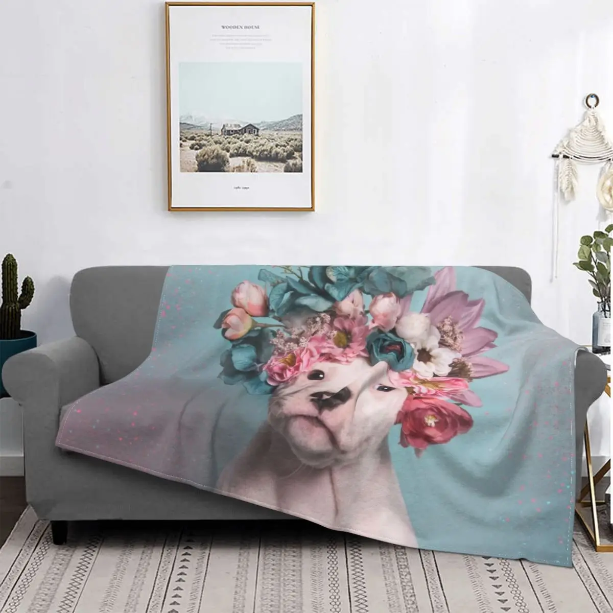 Flower Power Salty Blanket Dog Pet Puppy Animal Plush Warm Soft Flannel Fleece Throw Blanket For Sofa Bedspread Velvet Picnic