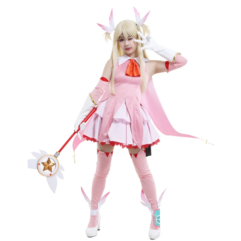 

Fate stay night cos Magical girl Illyasviel costume Cute pink Skirt Magical girl's uniform Free Shipping A