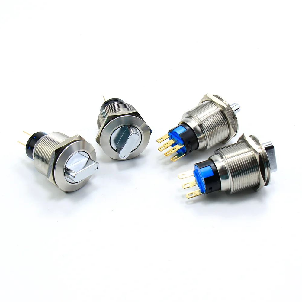 

22mm Metal Rotary Push Button Brass Latching/Momentary 2-3 Position Selector Press Button Rotate Switch 2NO2NC/1NO1NC 3/6 Pin