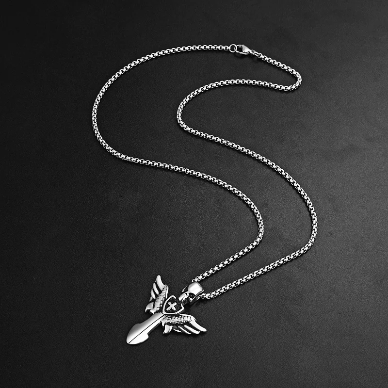 Мужское винтажное ожерелье Valily из нержавеющей стали в стиле панк с ангельскими