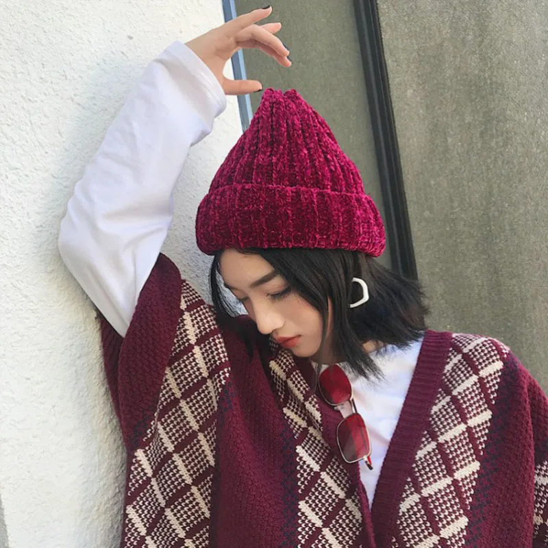 

New Fashion Winter Hats for Women Thick Knitted Beanie Girls Bonnet Solid Color Cap Hip Hop Hat Female Outdoor Cap шапка женская