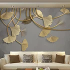 Пользовательские 3D фотообои роскошные золотые тисненые листья Фреска для кабинета гостиной диван фоновые нетканые обои
