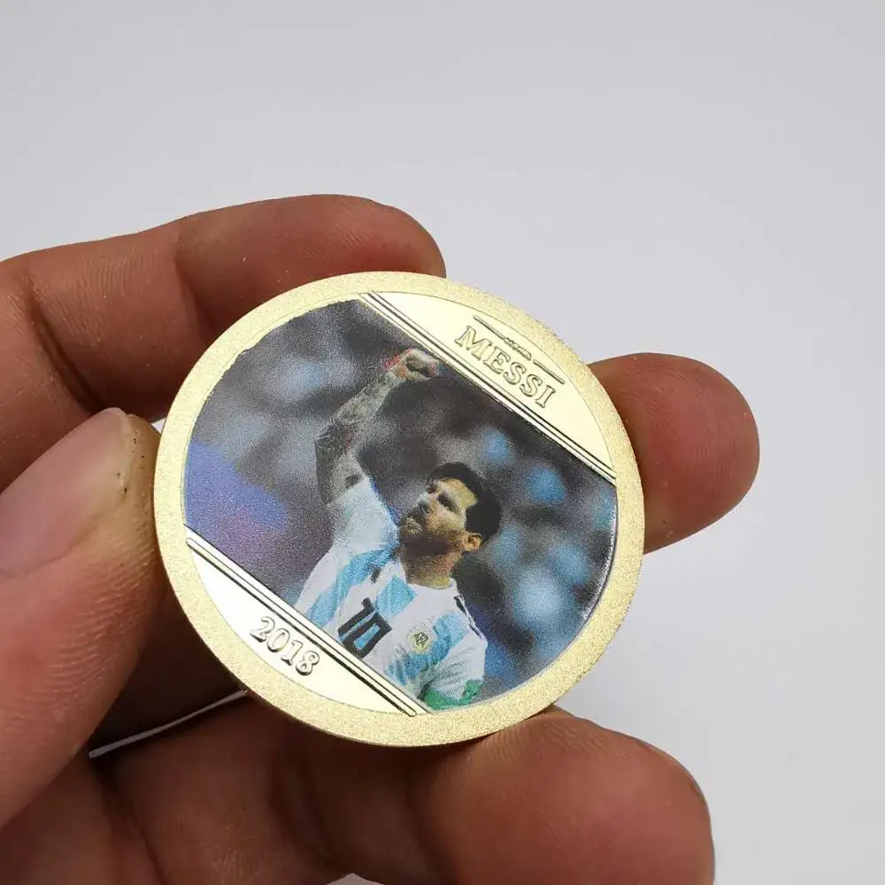 Футбольный игрок Messi спортивная футбольная звезда золотая монета 40 мм значок