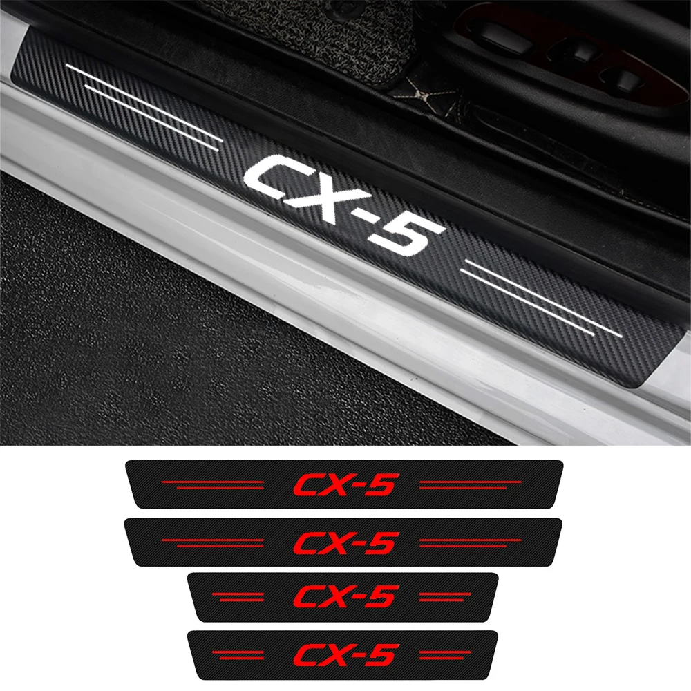 

4Pcs Car Scuff Plate Door Threshold Sill Stickers For Mazda CX-5 CX5 KE KF 2021 2020 2019 2018 2017 2016 - 2012 Auto Logo Covers