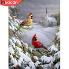 Картина-мозаика для домашнего декора с пейзажем, Зимняя Вышивка 5D, HUACAN Алмазная с изображением птицы