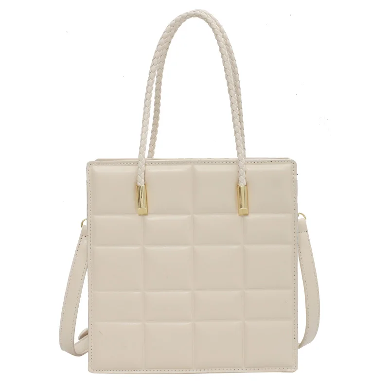 

Rope Shoulder Belt Plaid Small PU Leather Crossbody Women's Bag 2021 Summer Branded Luxury Shoulder Bag Shopper Handbags Female