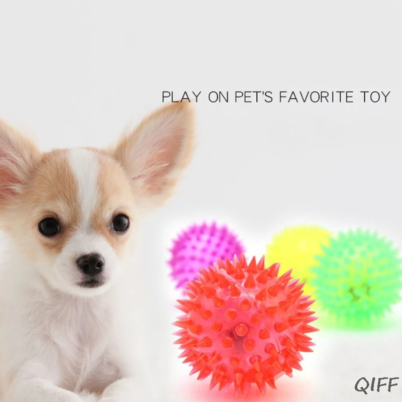5 Pcs Light-up LED Bite Ball Dog and Cat Flashing Sensory Fun Blinking Spiky Pet Toy | Дом и сад