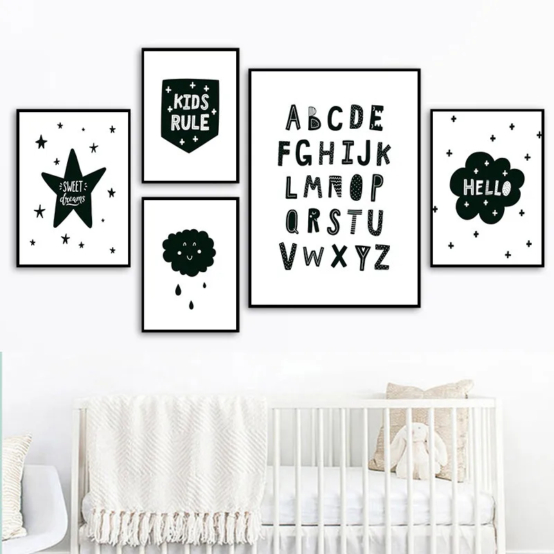 Скандинавская детская цитата искусство холст мультяшная звезда облако картина