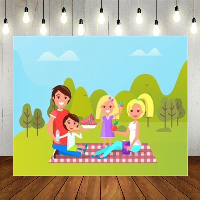 

Реквизит для фотостудии Виниловый фон для фотосъемки мультяшный семейный обед украшение для детского дня рождения настраиваемый текст