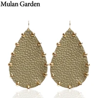 mulan garden trendy teardrop leather earrings for women statement dangle earrings fashion jewelry women accessories winter 2019