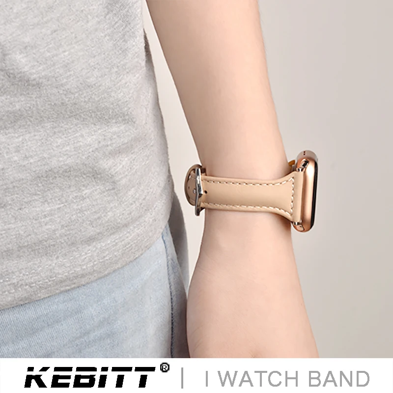 Ремешок Kebitt из натуральной кожи Женский тонкий модный браслет для Apple Watch 5 4 2 1 Series
