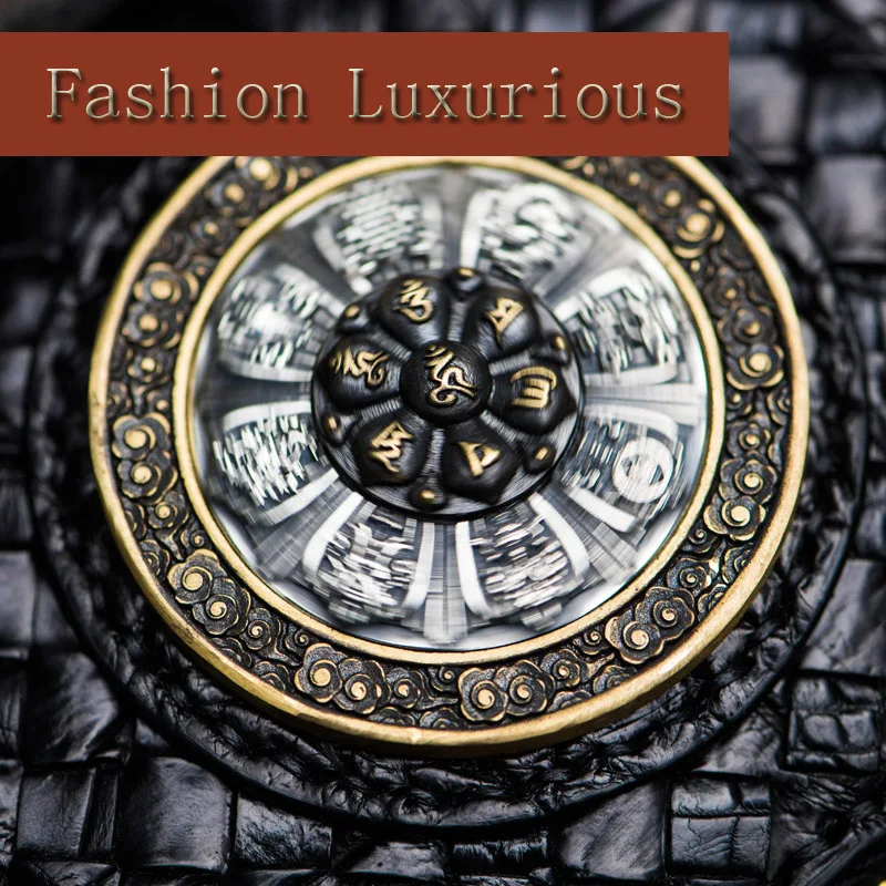 

Unisex handmade leather vertical wallet Crocodile leather woven long zipper bag Vintage Chinese style clutch bag