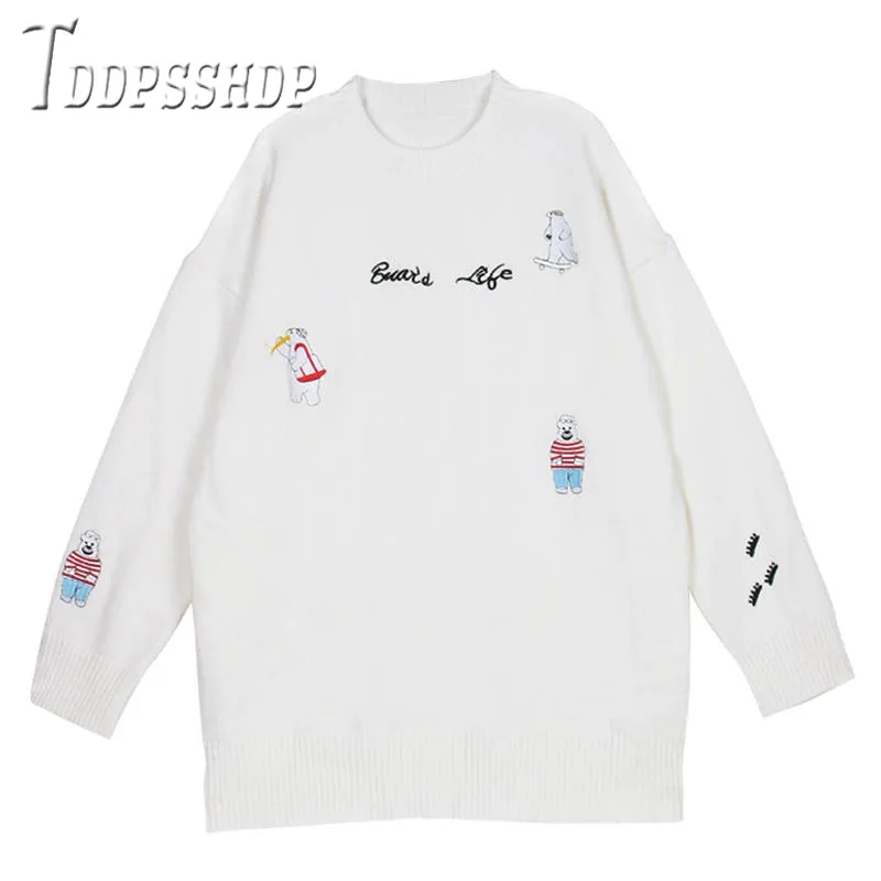 

Женский свободный свитер с вышивкой, Осень-зима 2019