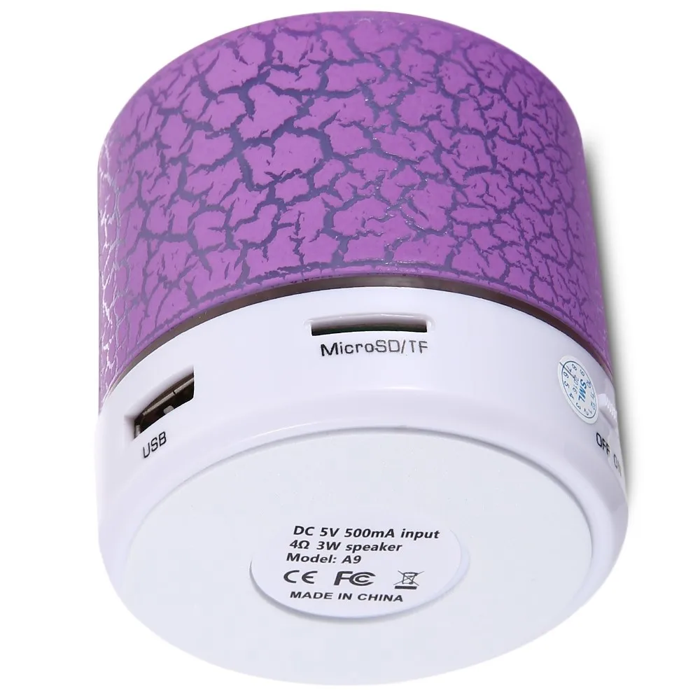 A9 Mini LED Wireless Bluetooth Speaker Crack Shell TF USB Subwoofer MP3 Stereo Audio Music Player | Электроника