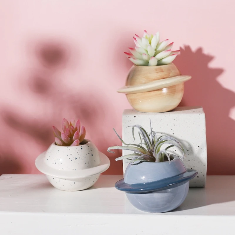Творческие планеты горшок для суккулентов Керамика ящик комнатных растений с