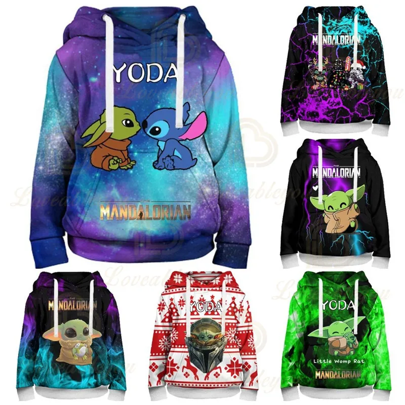 

Disney Baby Yoda Mandalorian Boys Hoodie Unisex 3D Print Streetwear Punk Hip Hop Sweatshirt Men Hoodie Harajuku Kids Tops