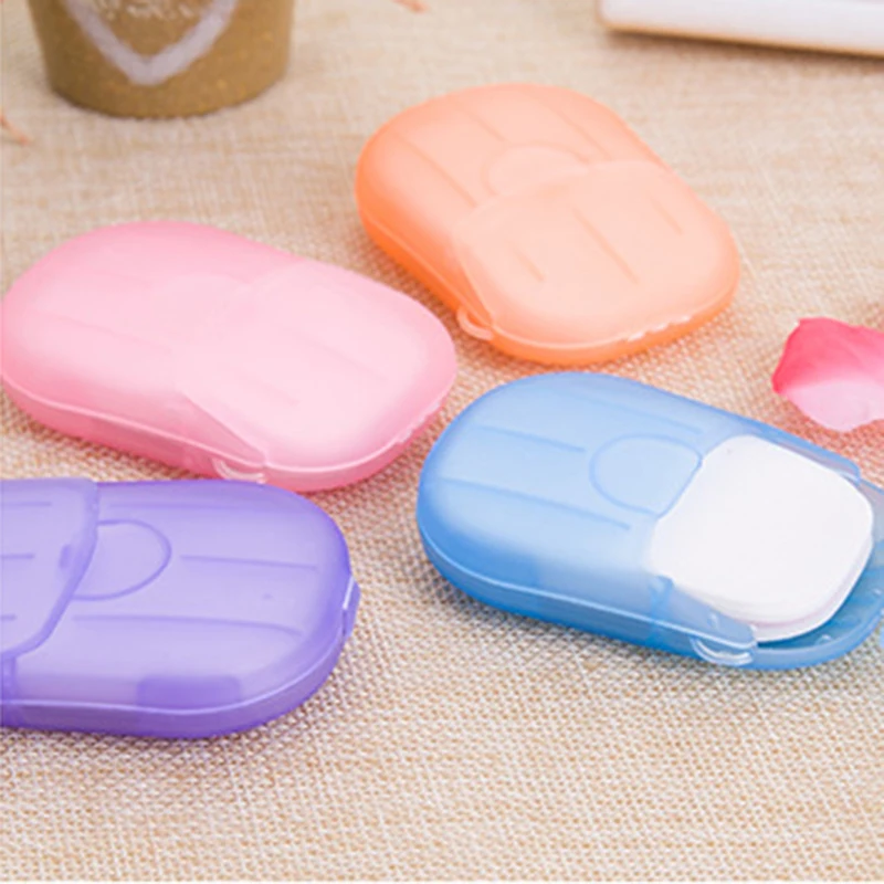 

100Pcs Disposable Soap Paper Clean Scented Slice Foaming Box Mini Paper Soap For Outdoor Travel Use Random Color TC3Z11C